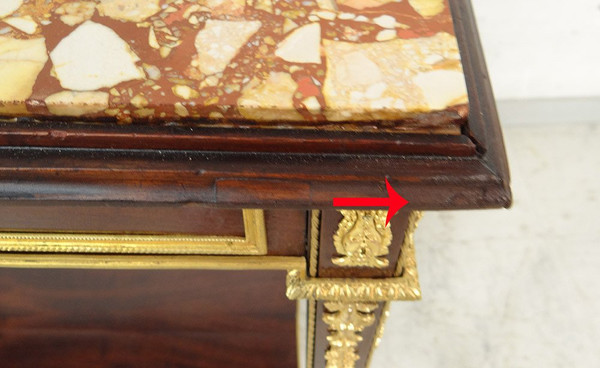 Small Louis XVI Living Room Table Mahogany Marble Gilt Bronze Wedgwood 19th