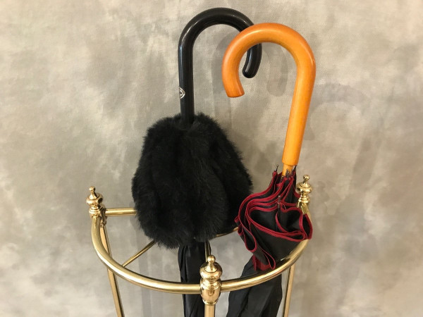 Porte parapluies ancien en laiton poli et vernis d'époque 19 ème 