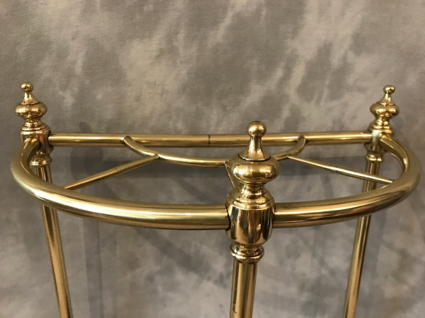 Porte parapluies ancien en laiton poli et vernis d'époque 19 ème 