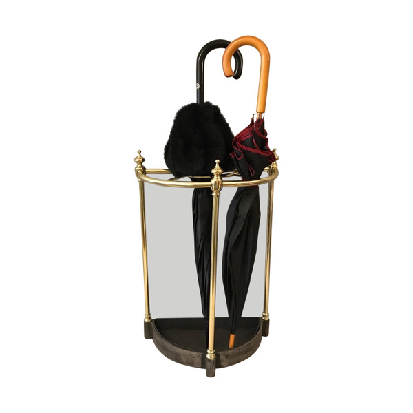 Porte parapluies ancien en laiton poli et vernis d'époque 19 ème 