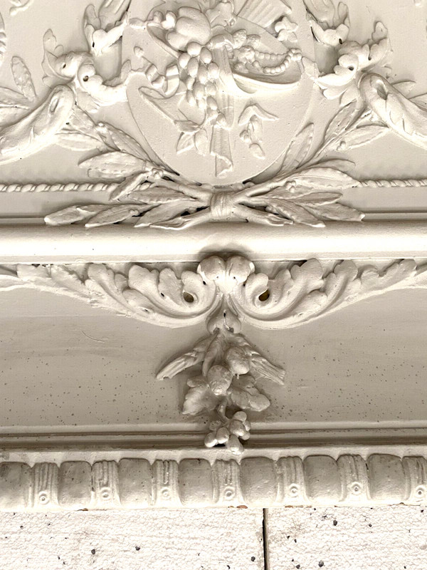 Decorative panel or door top in wood and patinated stucco 19th century