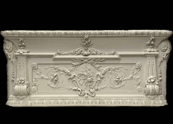 Decorative panel or door top in wood and patinated stucco 19th century