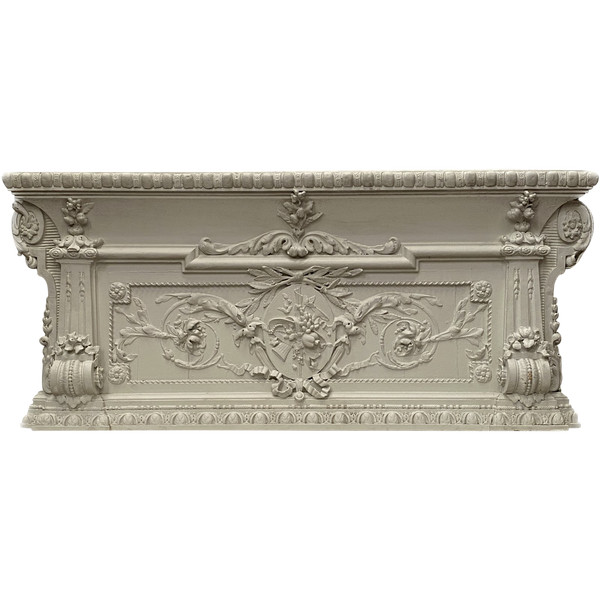 Decorative panel or door top in wood and patinated stucco 19th century