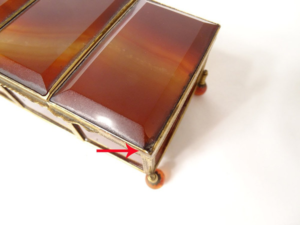 Small three-compartment box agate gilt brass Restoration 19th century