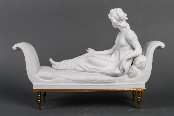 Scultura in biscotto Mme Récamier fine del XIX secolo