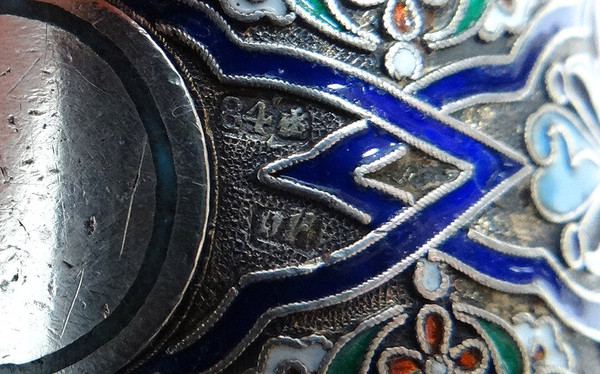 Russian Sterling Silver Napkin Ring Cloisonné Enamel Moscow 67.48gr 19th Century