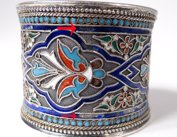 Russian Sterling Silver Napkin Ring Cloisonné Enamel Moscow 67.48gr 19th Century