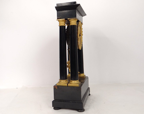 Column clock Angelot Escarpolette Farcot Wood Bronze Napoleon III 19th century