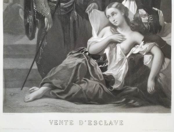 Etching  Orientalist Engraving Slave Nude Old Print