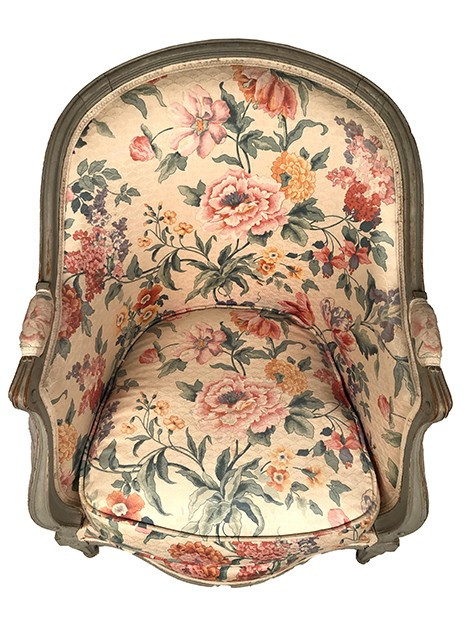 Transitional style gondola bergère in gray lacquered wood