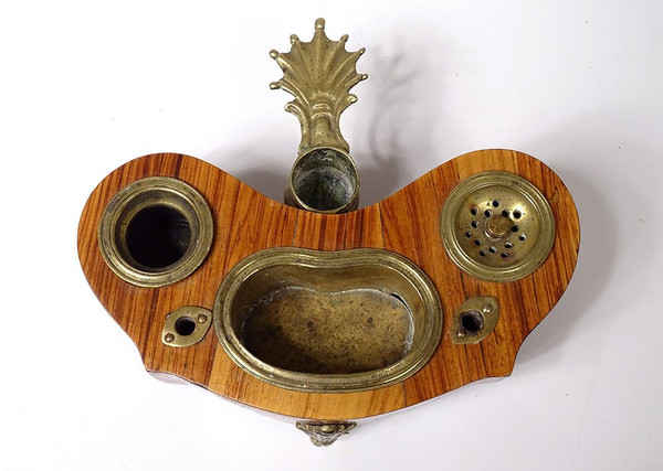 Encrier Louis XV Rognon Bois de Rose Bronze Bougeoir XVIIIème Siècle