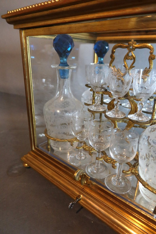 Cantina per liquori in bronzo e vetro, periodo Napoleone III