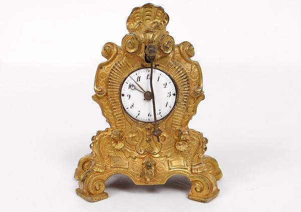 Clock Cartel Miniature Louis XV Bronze Gilt Cow's-tail 19th century