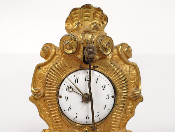 Clock Cartel Miniature Louis XV Bronze Gilt Cow's-tail 19th century