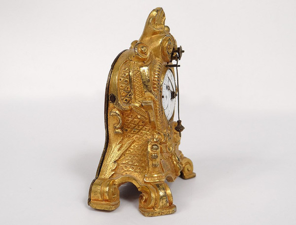 Clock Cartel Miniature Louis XV Bronze Gilt Cow's-tail 19th century