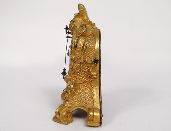 Clock Cartel Miniature Louis XV Bronze Gilt Cow's-tail 19th century