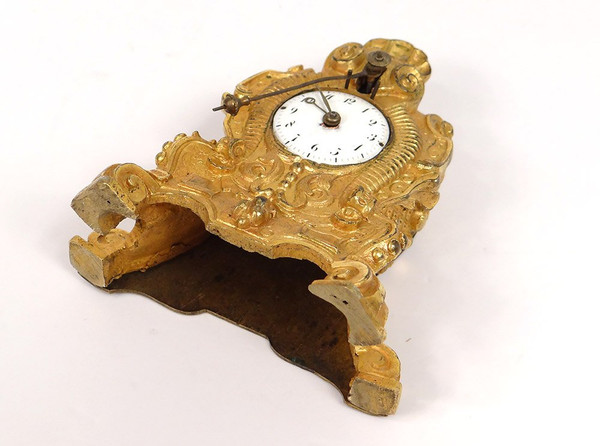 Clock Cartel Miniature Louis XV Bronze Gilt Cow's-tail 19th century
