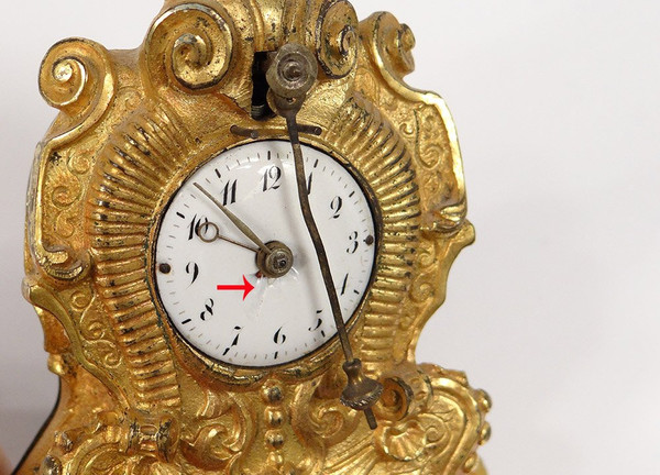 Clock Cartel Miniature Louis XV Bronze Gilt Cow's-tail 19th century