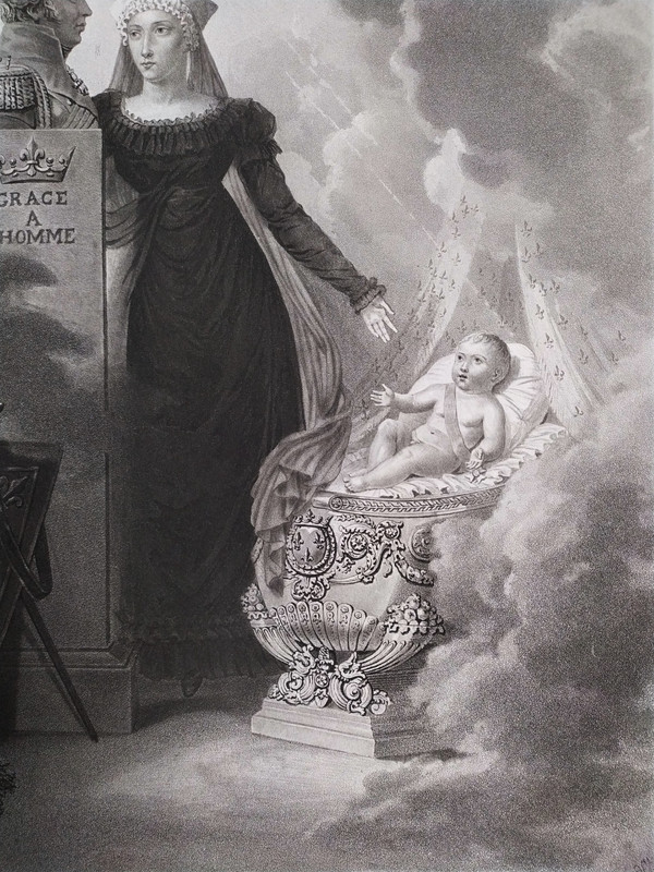 Duchess De Berry Duc De Bordeaux  Chambord Historical Engraving 19th C Etching Old Print