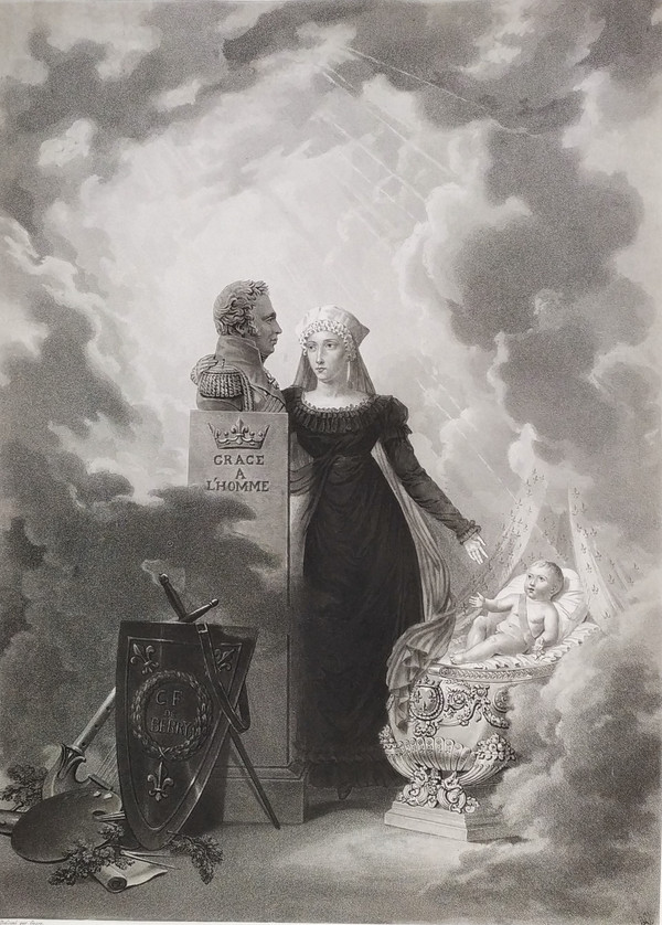 Duchess De Berry Duc De Bordeaux  Chambord Historical Engraving 19th C Etching Old Print