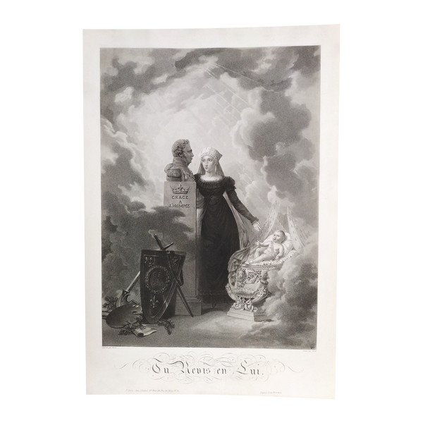 Duchess De Berry Duc De Bordeaux  Chambord Historical Engraving 19th C Etching Old Print