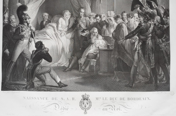 Duc De Berry Duca Di Bordeaux Conte Di Chambord Coppia Di Incisioni Storiche