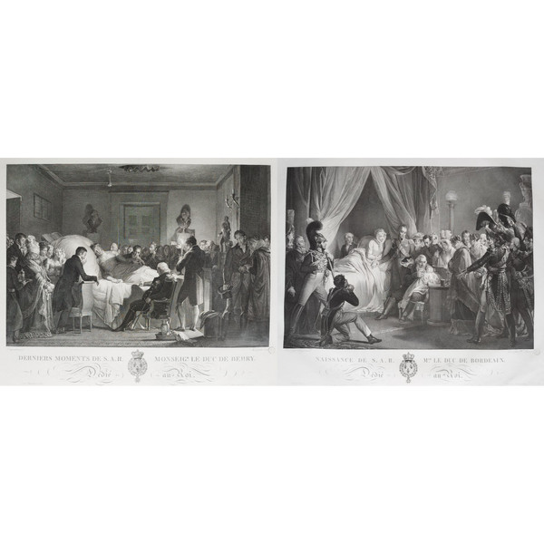 Duc De Berry Duca Di Bordeaux Conte Di Chambord Coppia Di Incisioni Storiche