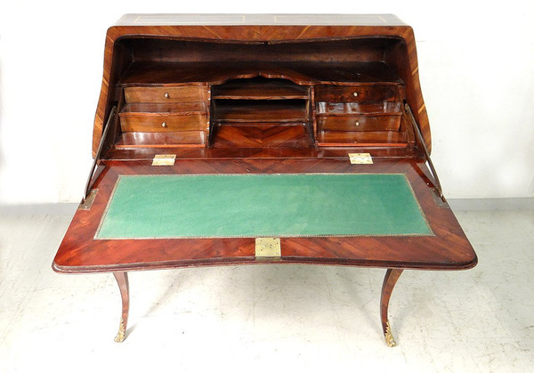 Louis XV Sloping Desk Rosewood Marquetry Rosewood Bronze XVIIIth