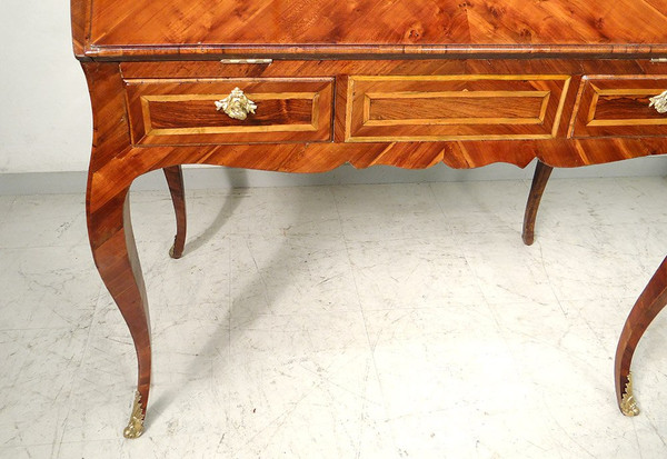 Louis XV Sloping Desk Rosewood Marquetry Rosewood Bronze XVIIIth