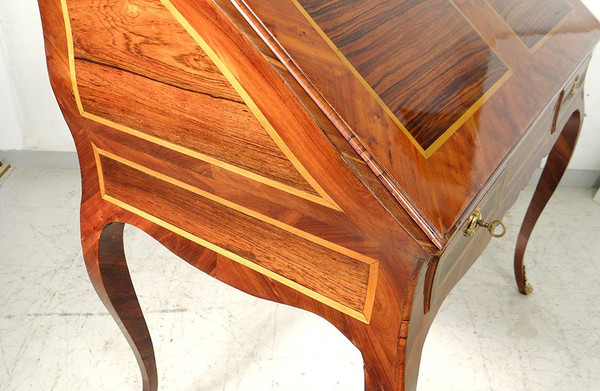 Louis XV Sloping Desk Rosewood Marquetry Rosewood Bronze XVIIIth
