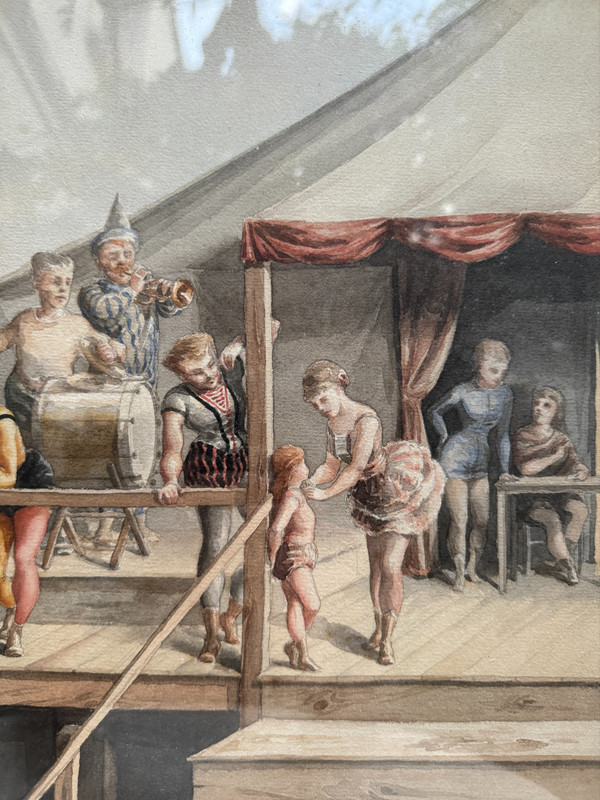 C. Esteban - Scuola spagnola del XIX secolo - Clown e saltimbanchi, 1880 circa