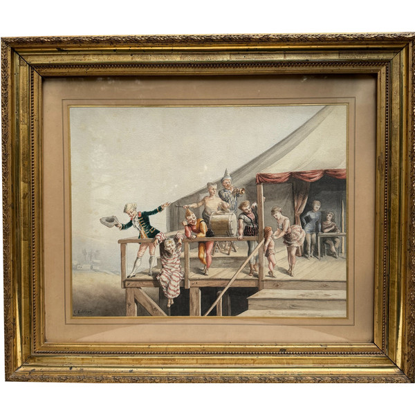 C. Esteban - Scuola spagnola del XIX secolo - Clown e saltimbanchi, 1880 circa