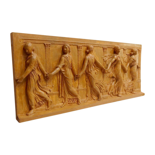 Sculpture Haut-Relief en Plâtre, « Danseuses de Borghèse » – XIXe