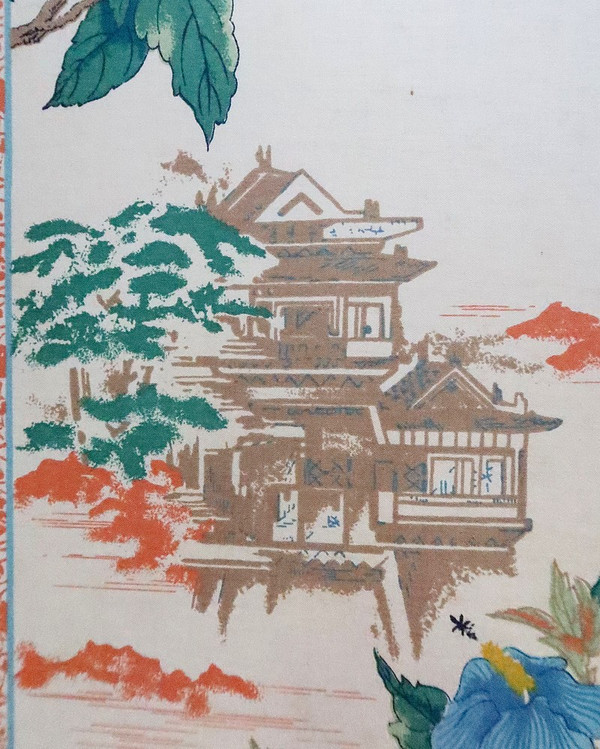 Paravent en Soie et Bois Doré, style Louis XV et décors Asiatiques – 2ème partie XIXe