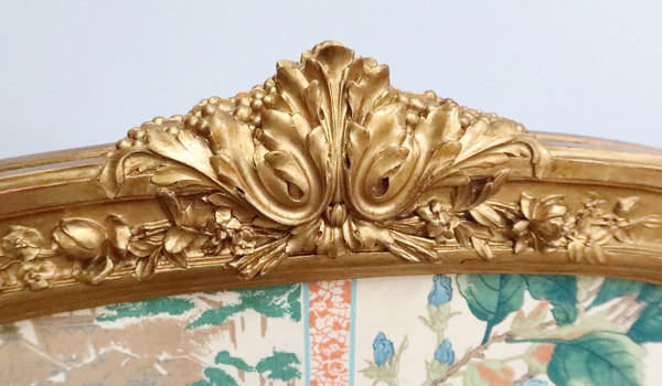 Paravent en Soie et Bois Doré, style Louis XV et décors Asiatiques – 2ème partie XIXe