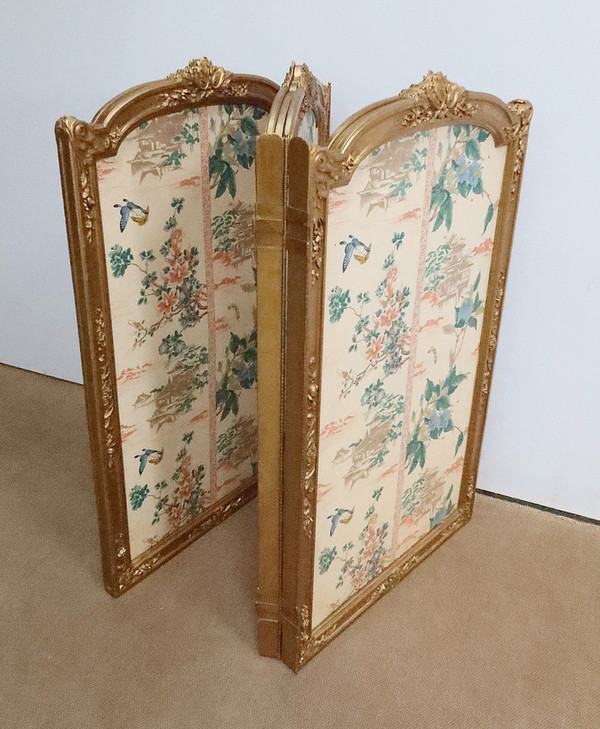 Paravent en Soie et Bois Doré, style Louis XV et décors Asiatiques – 2ème partie XIXe
