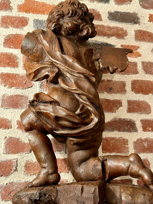 Ange Angelot Putti En Bois Sculpté Epoque XVIIIème