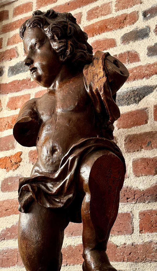 Ange Angelot Putti En Bois Sculpté Epoque XVIIIème