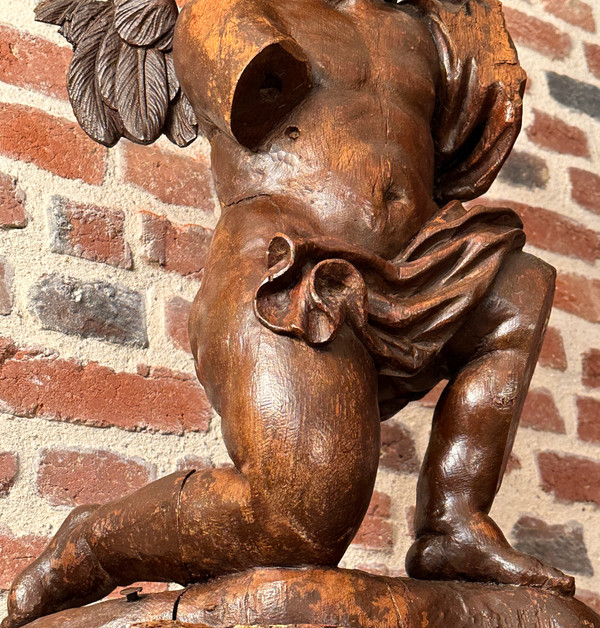 Ange Angelot Putti En Bois Sculpté Epoque XVIIIème
