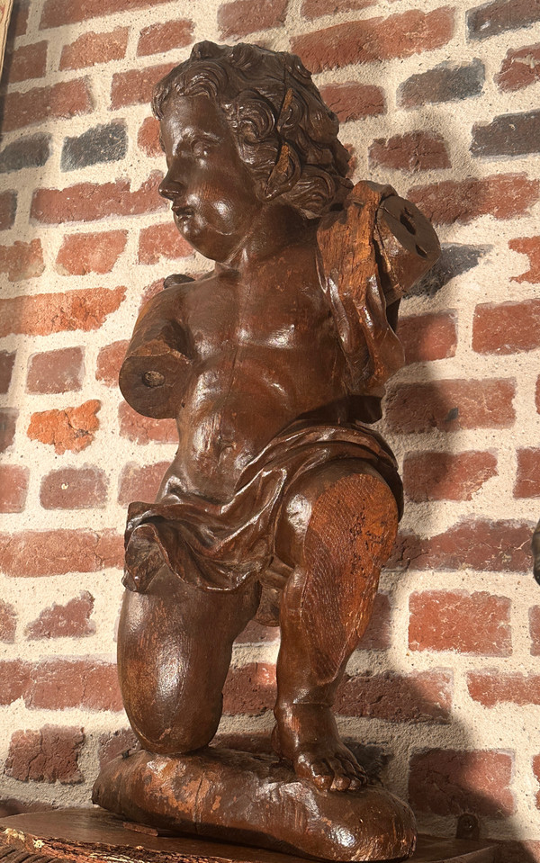 Ange Angelot Putti En Bois Sculpté Epoque XVIIIème