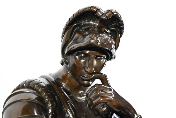 Bronze « Laurent de Médicis » d’après Michel Ange, école du XIXe – Milieu XIXe