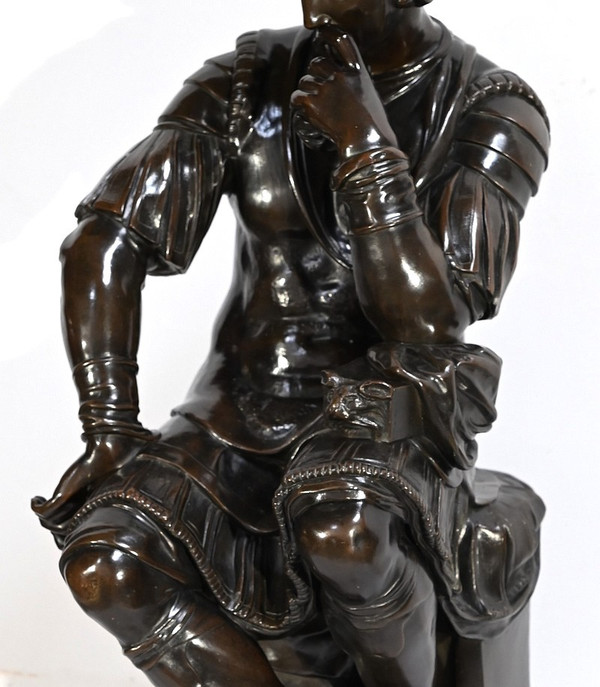 Bronze « Laurent de Médicis » d’après Michel Ange, école du XIXe – Milieu XIXe