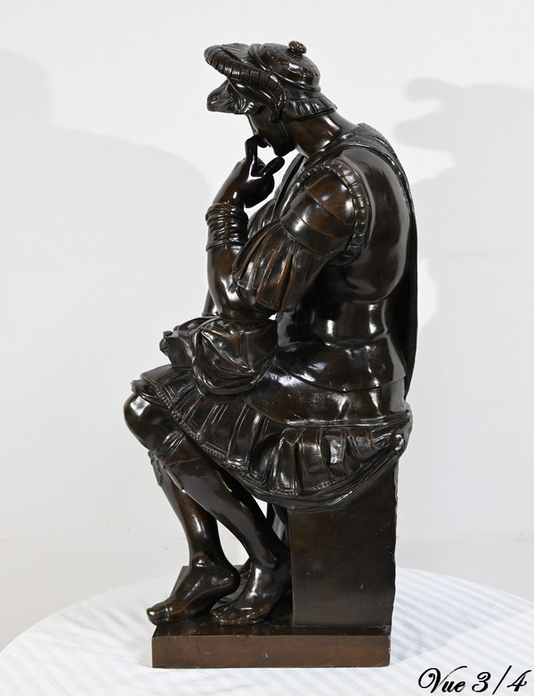 Bronze « Laurent de Médicis » d’après Michel Ange, école du XIXe – Milieu XIXe