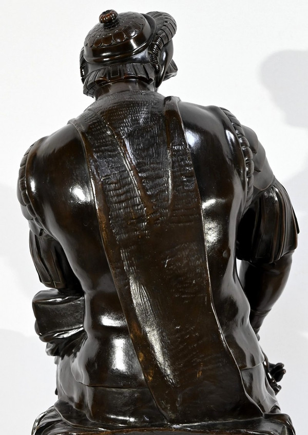Bronze « Laurent de Médicis » d’après Michel Ange, école du XIXe – Milieu XIXe