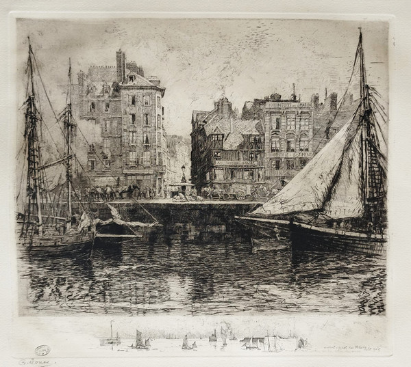 Le Havre Gravur Radierung von Charles Jouas