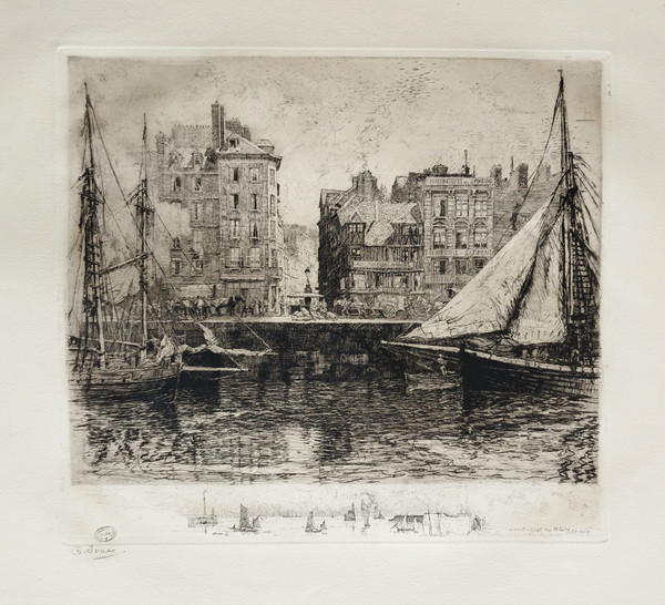 Le Havre Gravur Radierung von Charles Jouas
