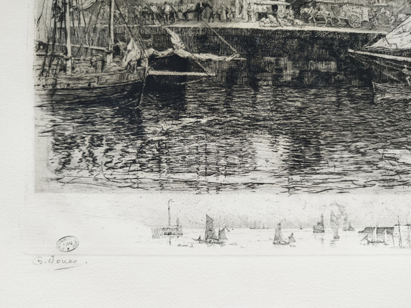 Le Havre Gravur Radierung von Charles Jouas