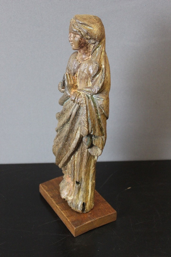 Sculpture De Sainte Catherine d'Alexandrie En Chêne XVIII