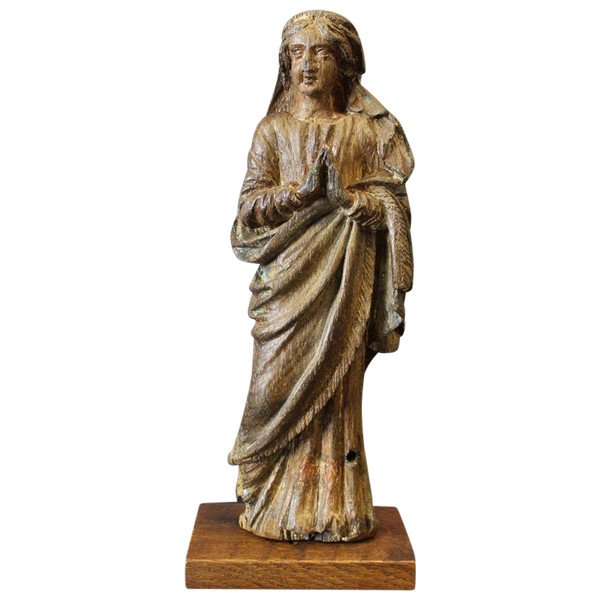 Sculpture De Sainte Catherine d'Alexandrie En Chêne XVIII