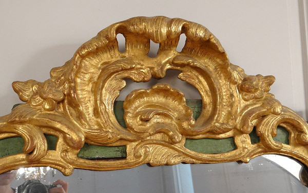 Large Regency Mirror Carved Wood Polychrome Gilt Shells Ice XVIII